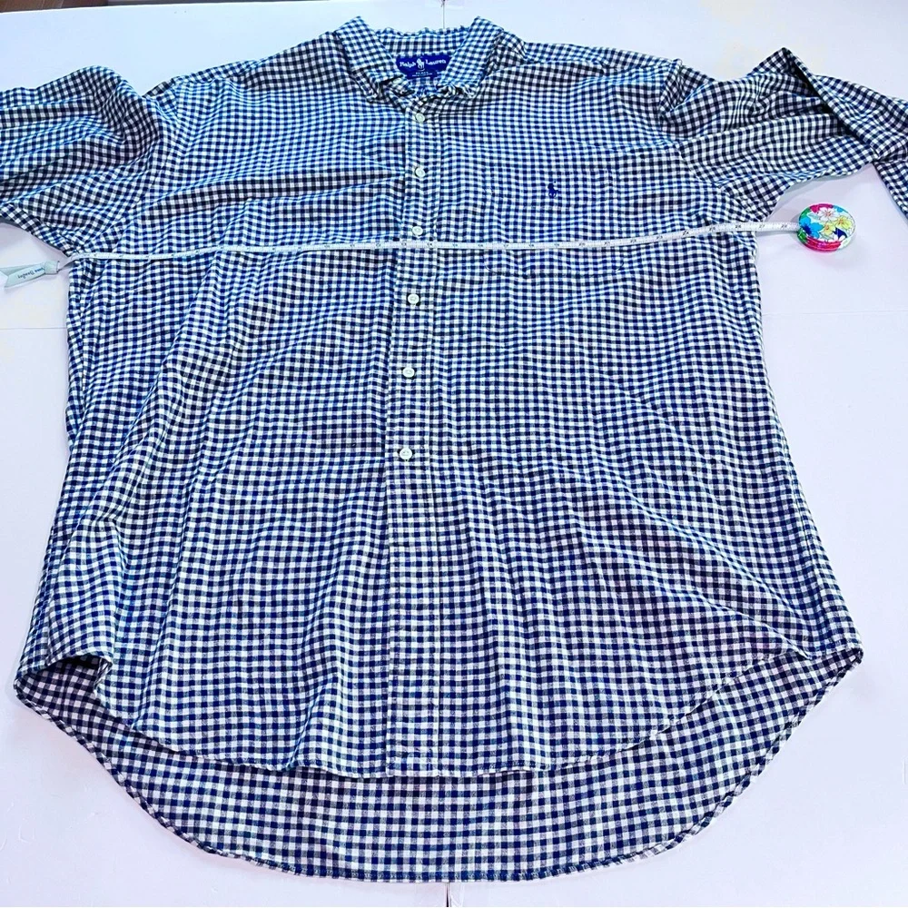 Polo Ralph Lauren Blue Gingham Cotton Button Down Blake‎ Shirt XL